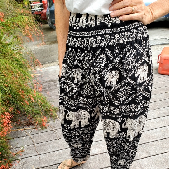 NWOT Elephant Print Pants by BOHO VIB - Picture 3 of 9